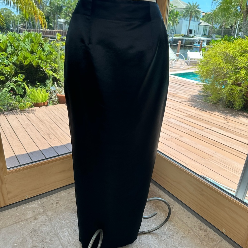 Black Maxi Pencil Skirt with Slit for Work
